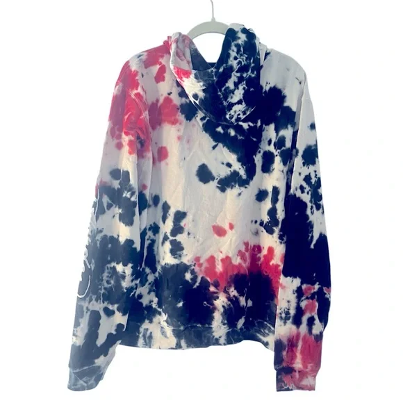 Ed Hardy Women's Red and Black Tie Dye Dagger Skull Fleece Hoodie Size M - Picture 7 of 9